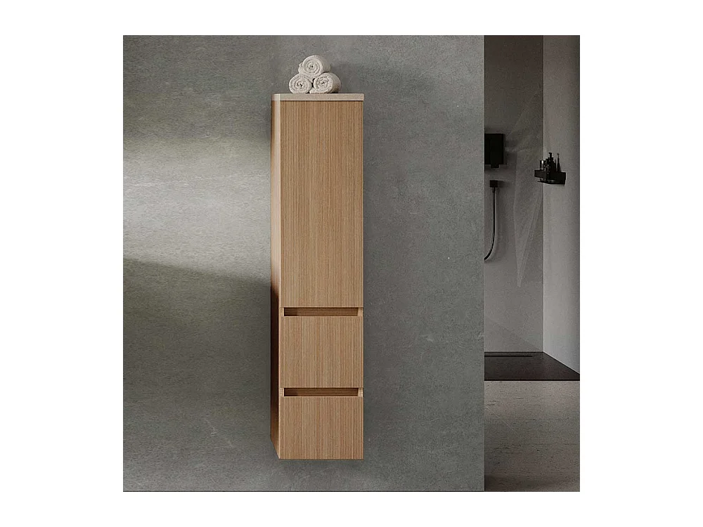 Midischrank Bad Badschrank in Eiche hell mit Soft Close