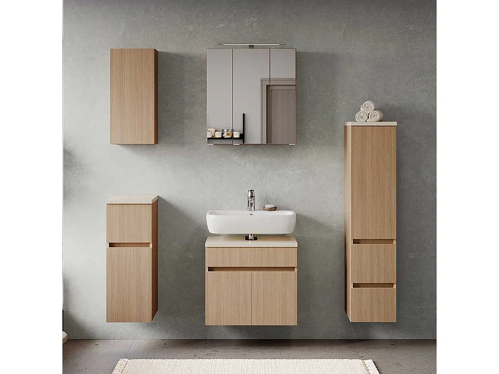 Midischrank Bad Badschrank in Eiche hell mit Soft Close