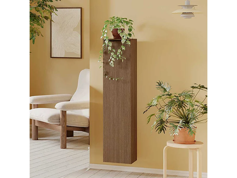 Midischrank Badhochschrank in Eiche dunkel mit Drehtür