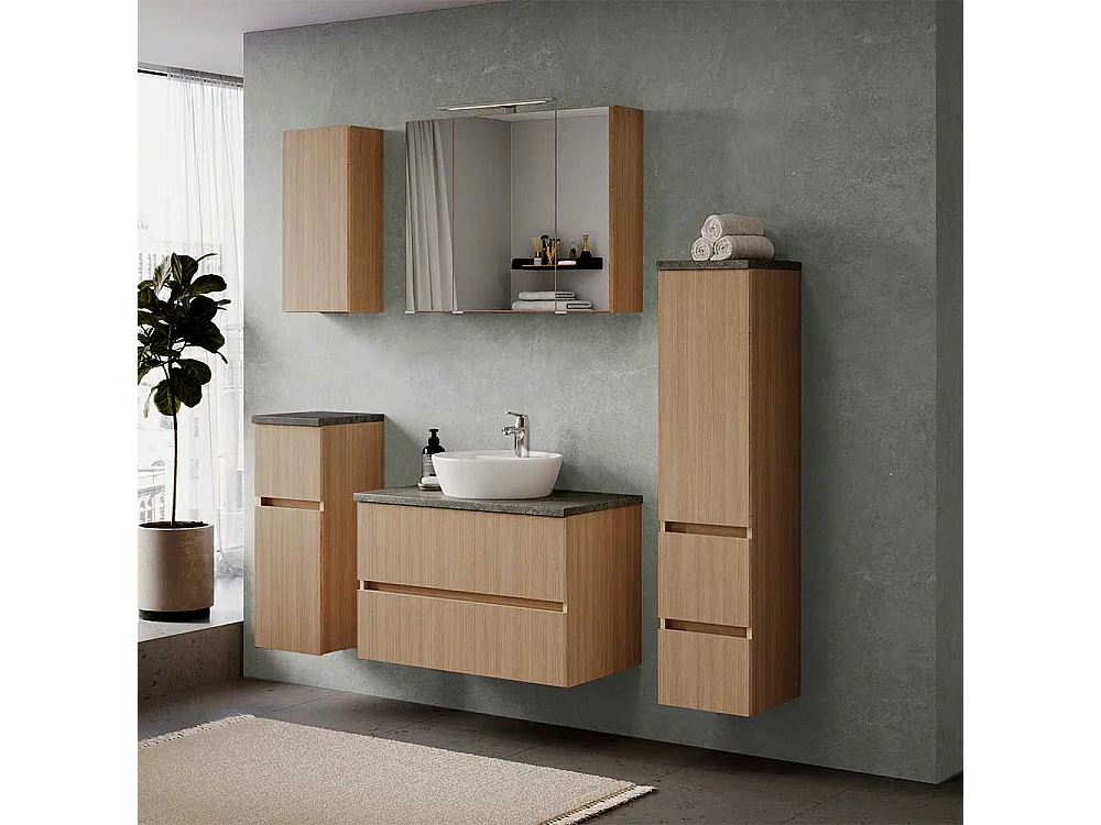 Midischrank Badezimmerschrank mit zwei Schubladen und Holzwerkstofftür