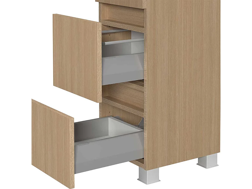 Midischrank Badezimmerschrank mit zwei Schubladen und Holzwerkstofftür