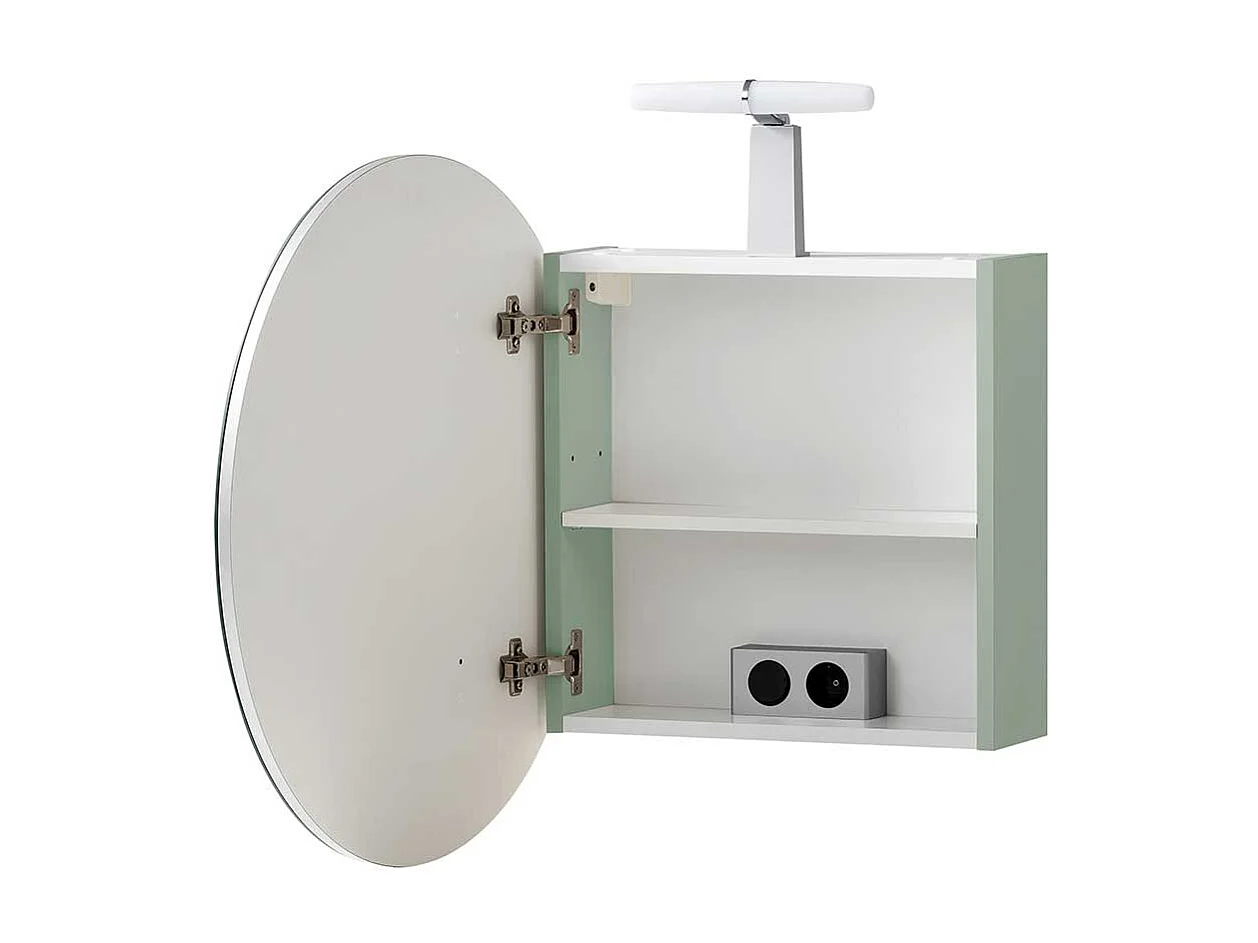 Spiegelschrank Skandi Stil in rund LED Beleuchtung