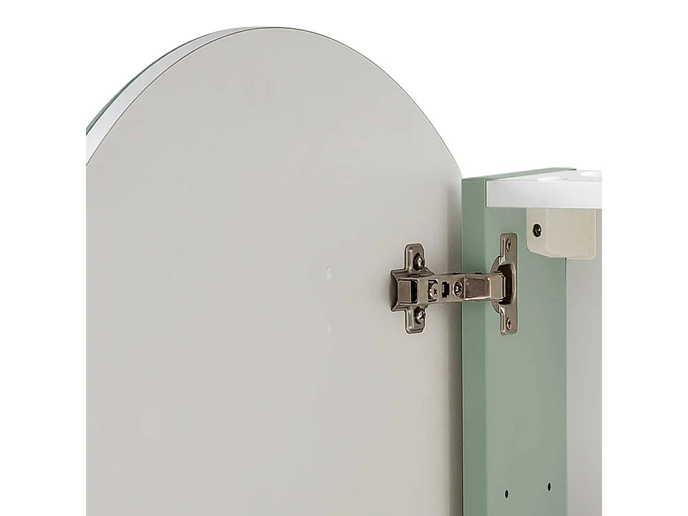 Spiegelschrank Skandi Stil in rund LED Beleuchtung