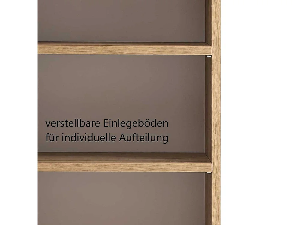 Bad Hochschrank in Grau und Wildeichefarben Glas beschichtet