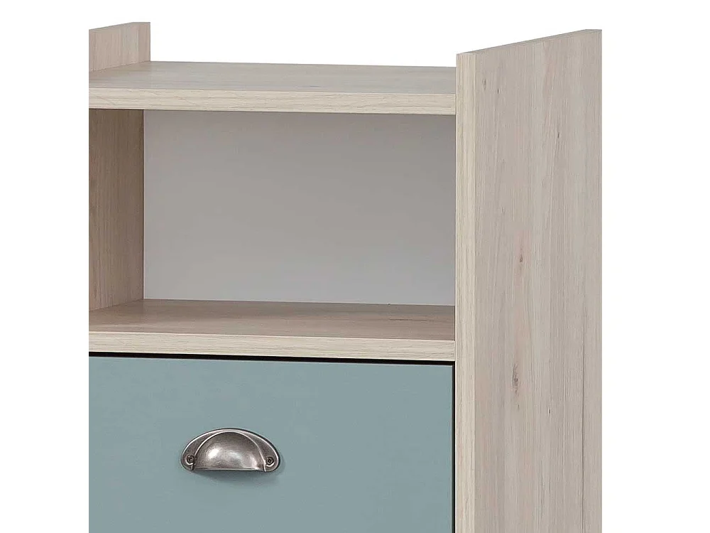 Badezimmer Schrank modern in Hellblau und Eichefarben 104 cm hoch