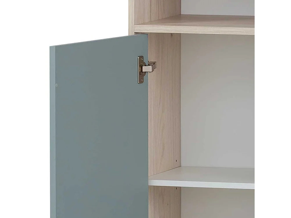 Badezimmer Schrank modern in Hellblau und Eichefarben 104 cm hoch