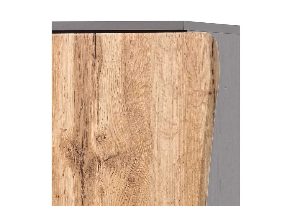 Landhaus Badmidischrank in Wildeichefarben und Dunkelgrau 135 cm hoch