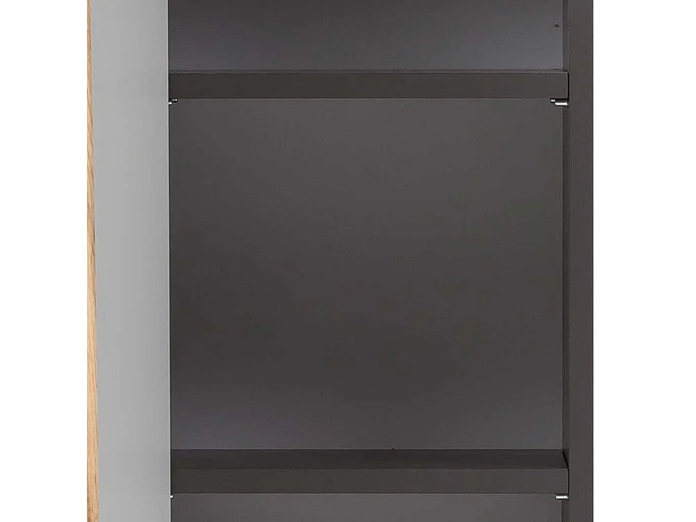 Landhaus Badmidischrank in Wildeichefarben und Dunkelgrau 135 cm hoch