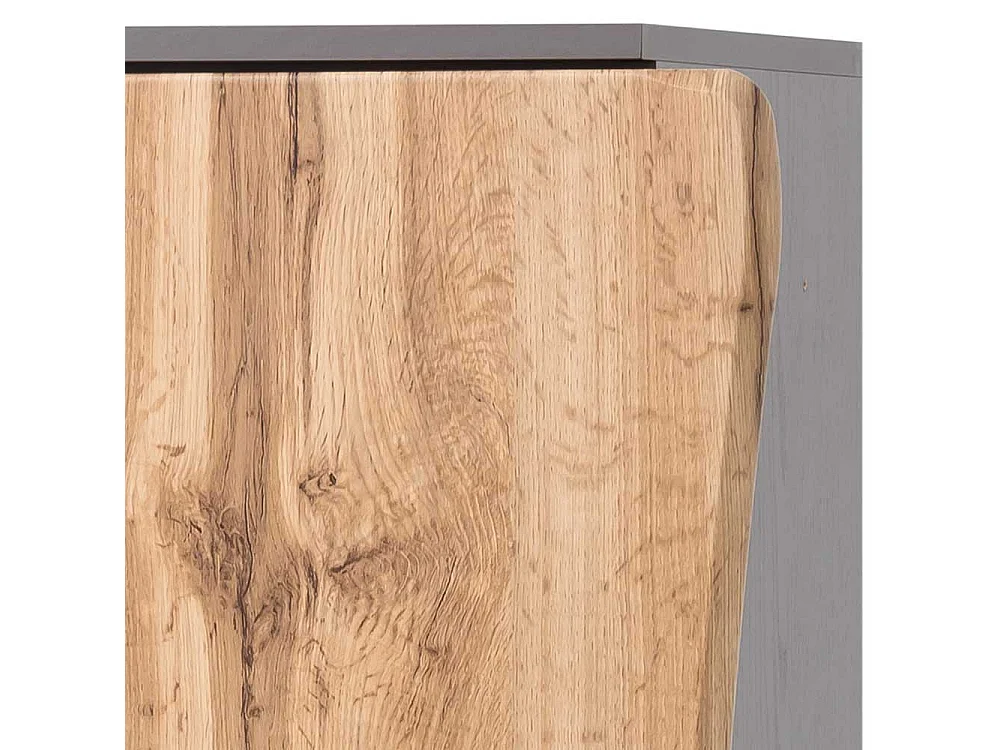 Landhaus Badmidischrank in Wildeichefarben und Dunkelgrau 135 cm hoch