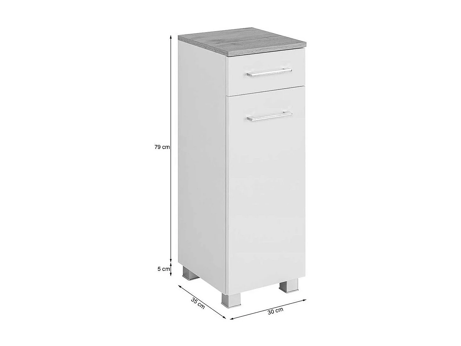 Badezimmerschränkchen in Weiß und Wildeiche Optik 30 cm breit