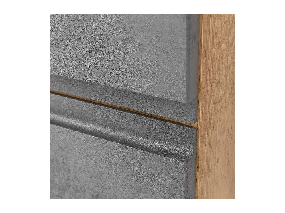 Großer Badschrank in Wildeichefarben und Beton Grau Made in Germany