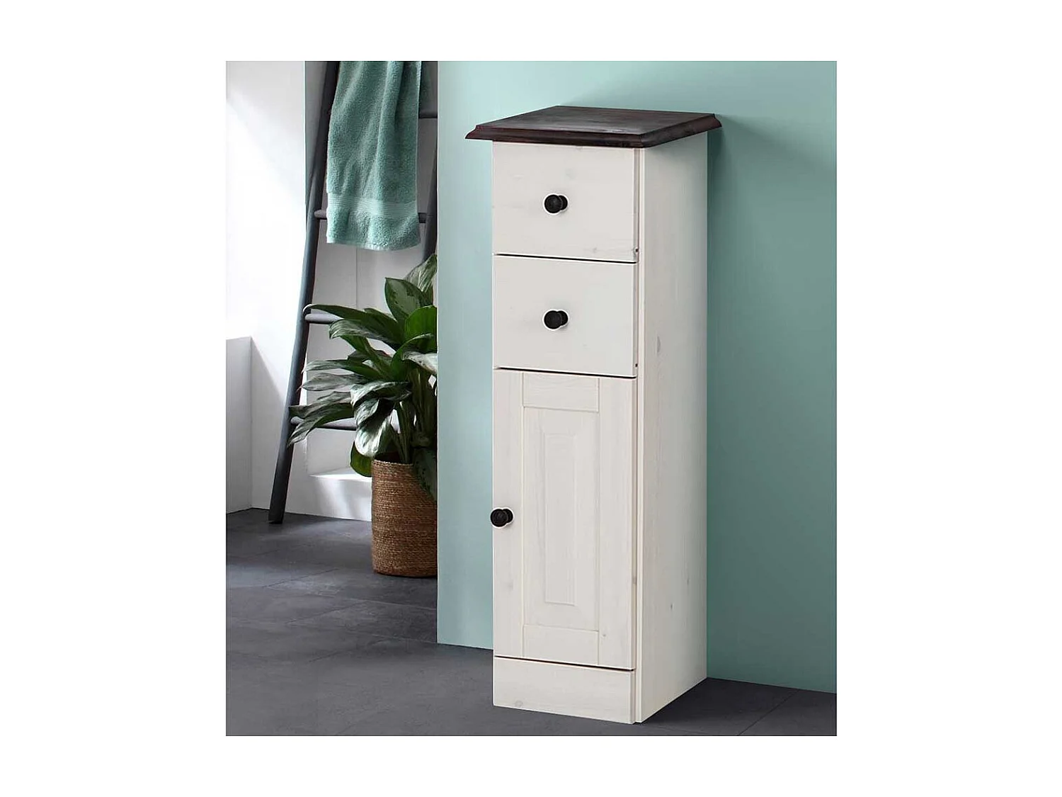 Badezimmerschrank Badezimmer Schrank mit zwei Schubladen und Drehtür