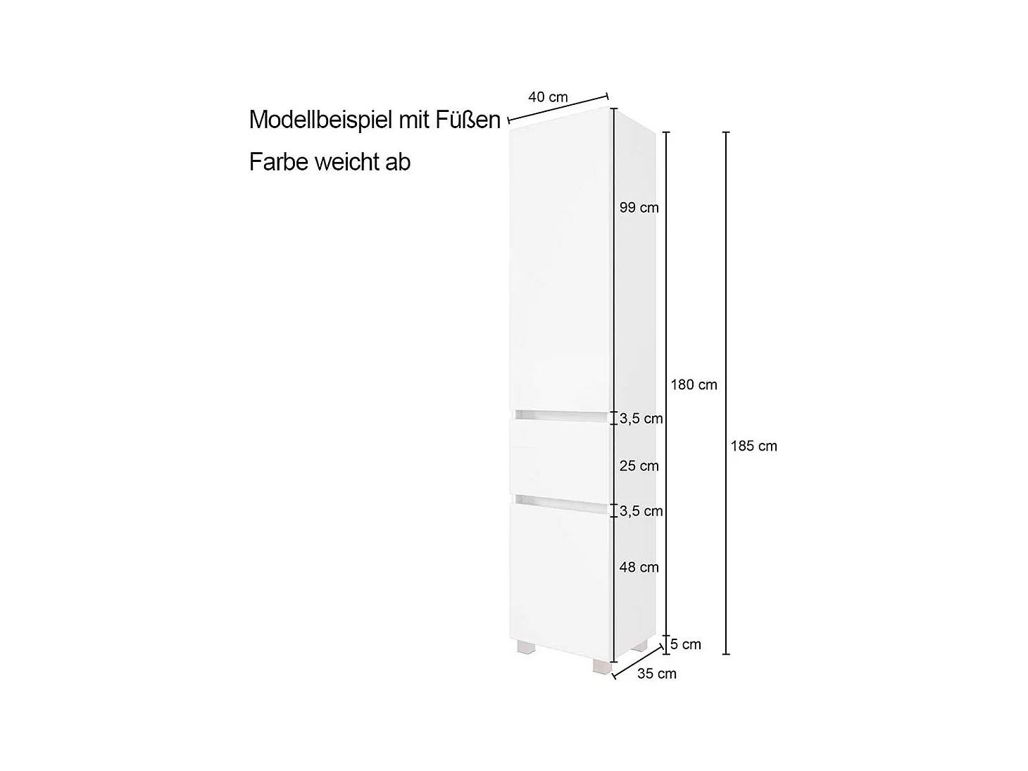 Bad Hochschrank in Dunkel Grau 40 cm breit