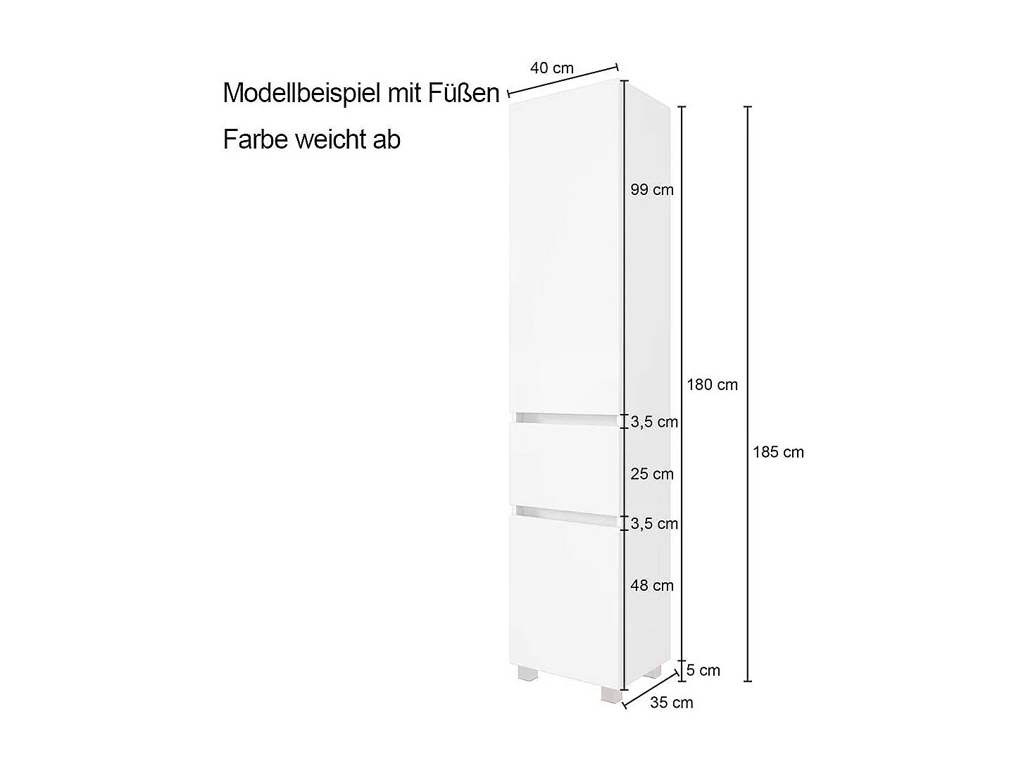 Bad Hochschrank in Dunkel Grau 40 cm breit