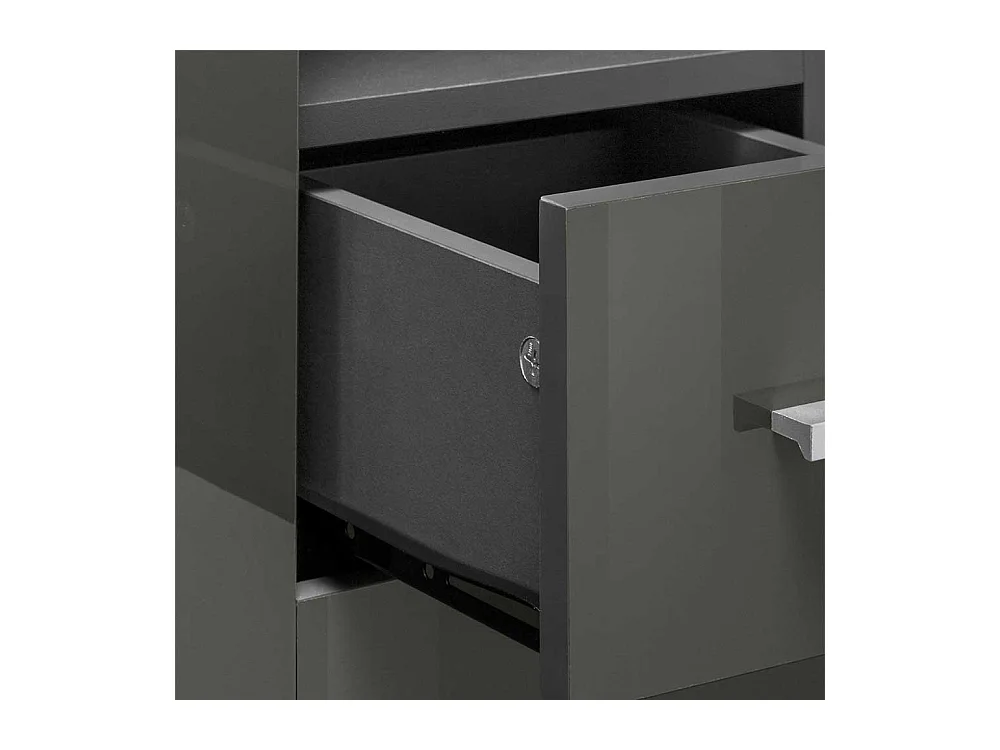 Moderne Badezimmer Kommode in Grau Hochglanz drei Schubladen