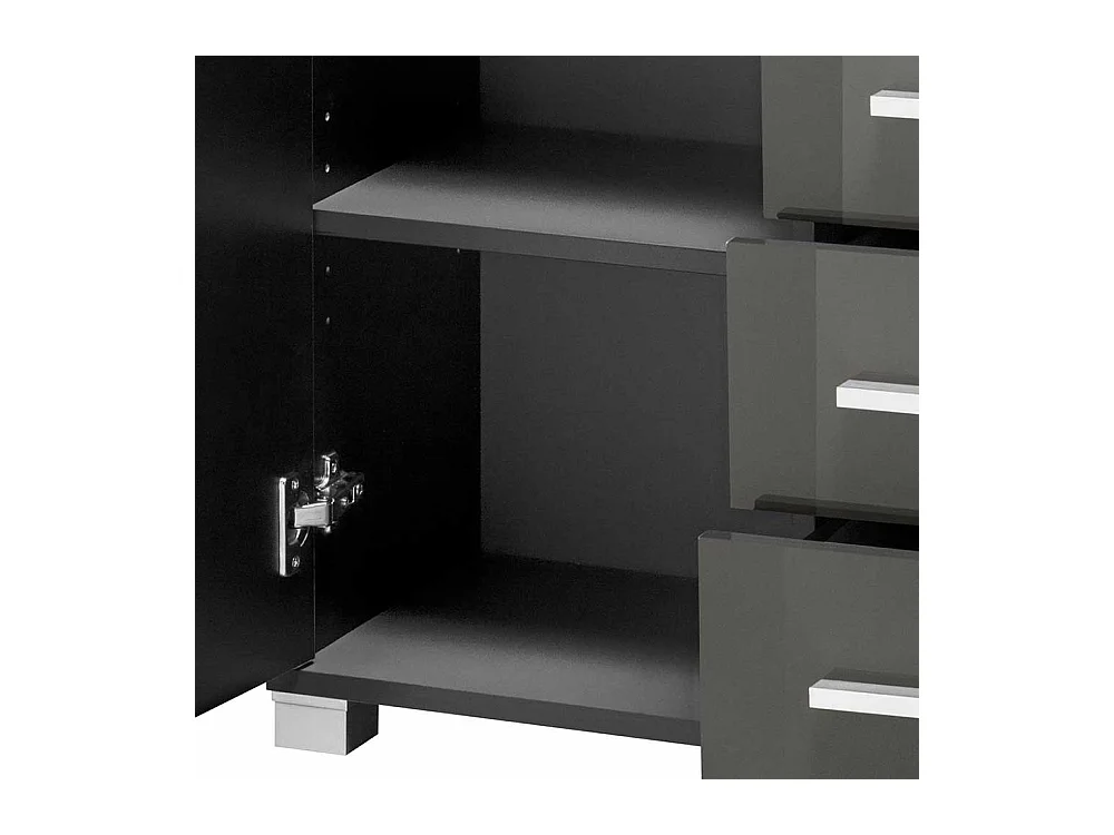 Moderne Badezimmer Kommode in Grau Hochglanz drei Schubladen
