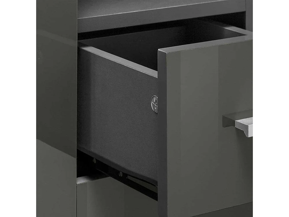 Moderne Badezimmer Kommode in Grau Hochglanz drei Schubladen