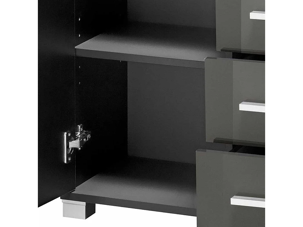 Moderne Badezimmer Kommode in Grau Hochglanz drei Schubladen