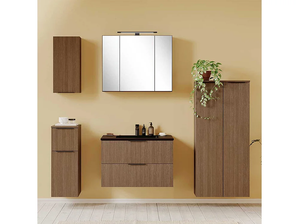 Badschrank Wandschrank in modernem Design - Eiche dunkel