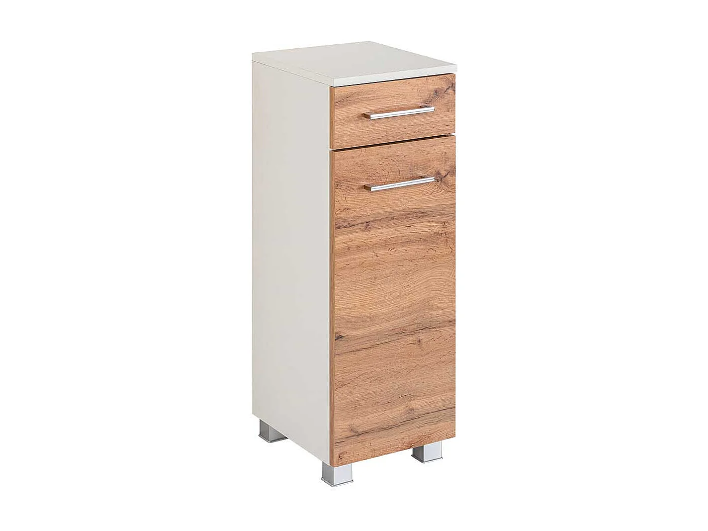 Bad Unterschrank in Wildeichefarben und Weiß 30 cm breit