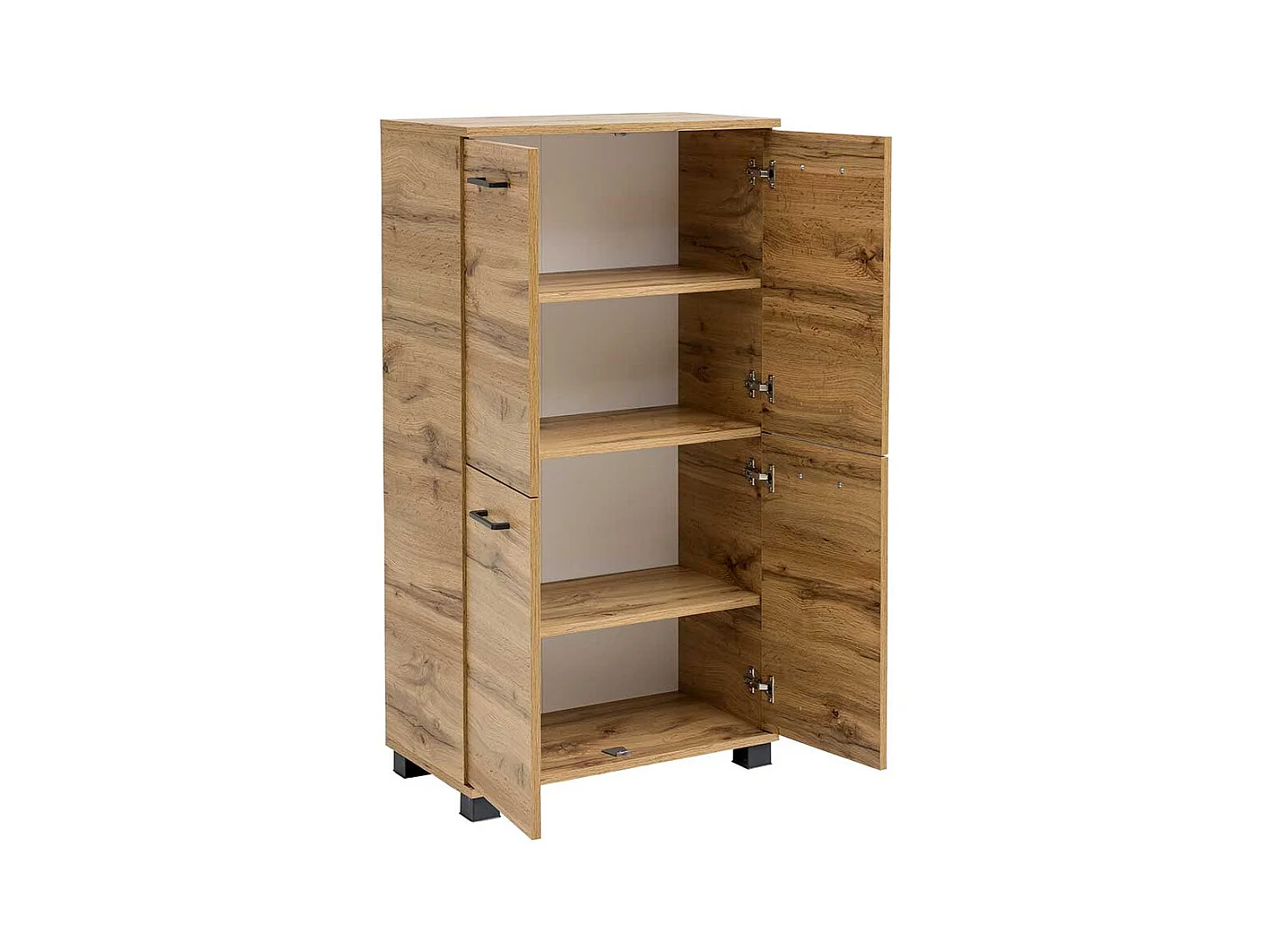 Badezimmer Highboard in Wildeichefarben Touchwood 4 türig Made in Germany