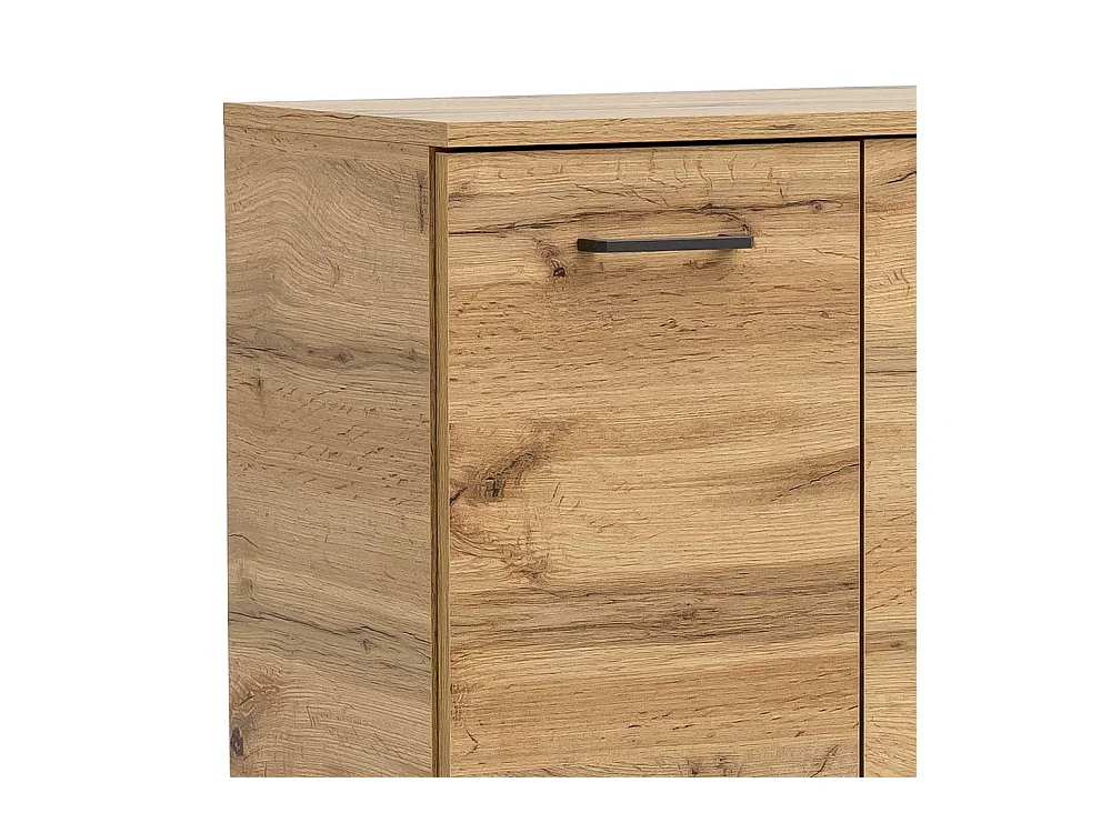 Badezimmer Highboard in Wildeichefarben Touchwood 4 türig Made in Germany