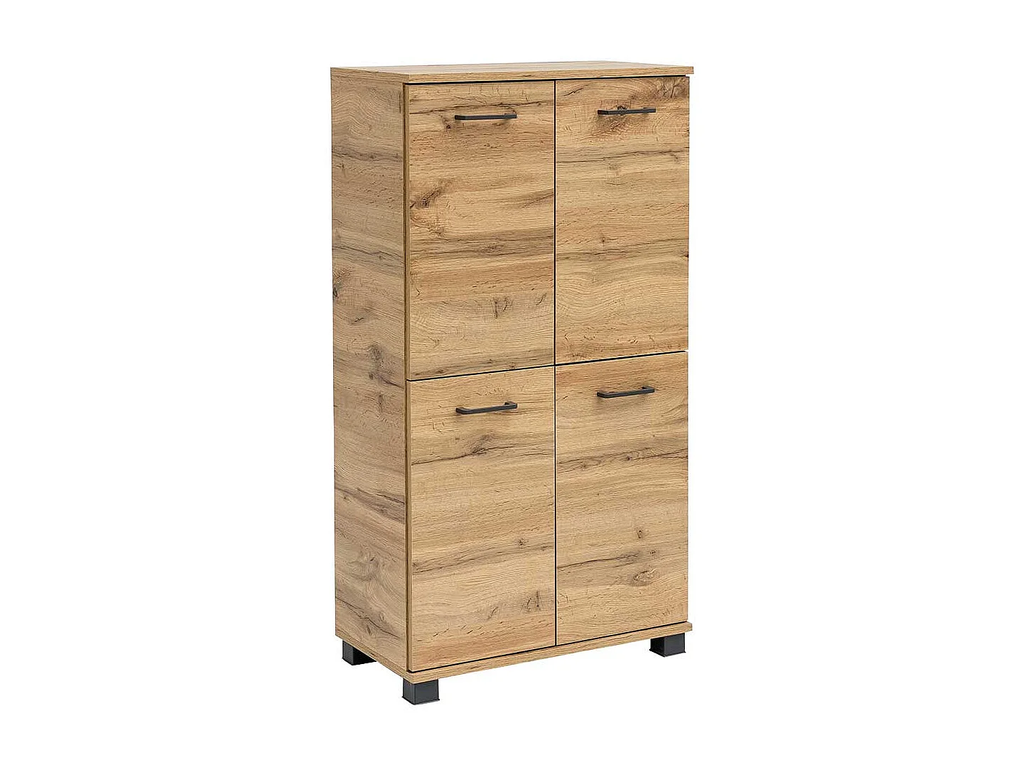 Badezimmer Highboard in Wildeichefarben Touchwood 4 türig Made in Germany