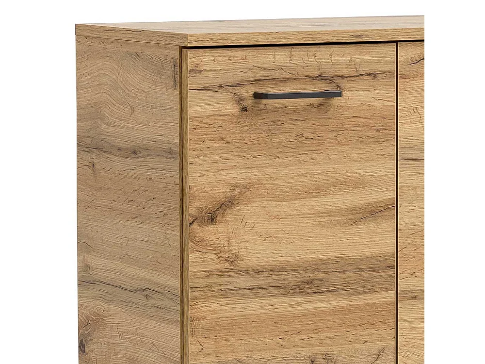 Badezimmer Highboard in Wildeichefarben Touchwood 4 türig Made in Germany