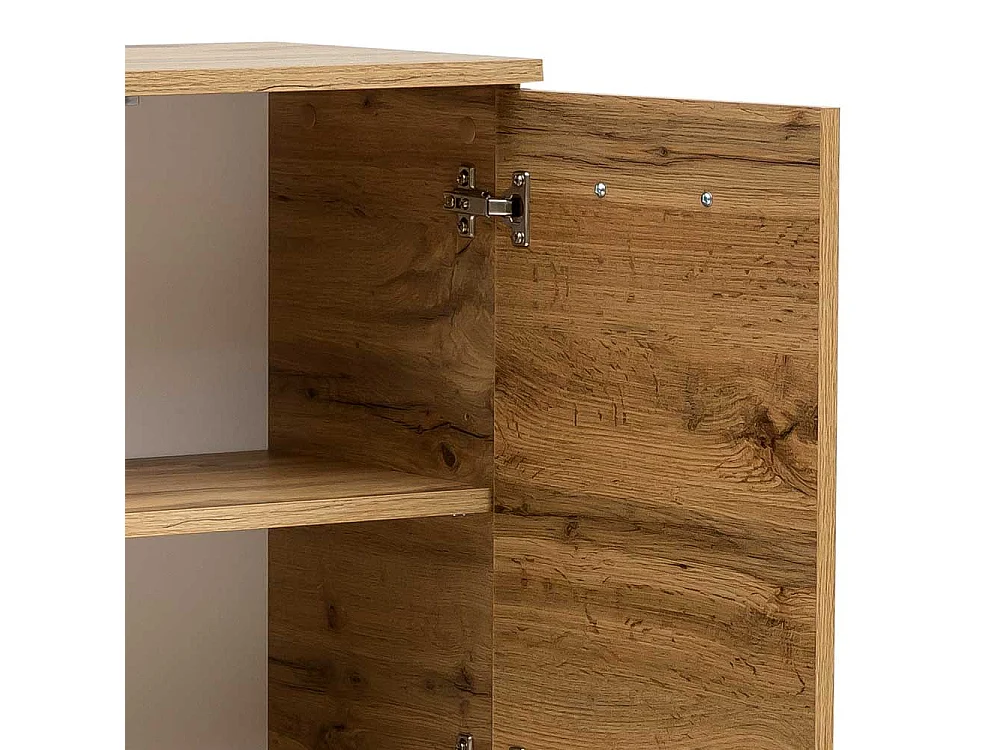 Badezimmer Highboard in Wildeichefarben Touchwood 4 türig Made in Germany