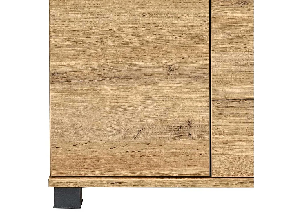 Badezimmer Highboard in Wildeichefarben Touchwood 4 türig Made in Germany