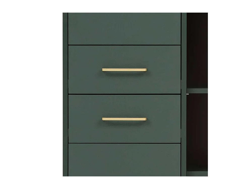 Badseitenschrank in Dunkelgrün und Goldfarben Made in Germany