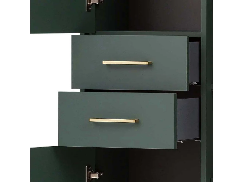 Badseitenschrank in Dunkelgrün und Goldfarben Made in Germany