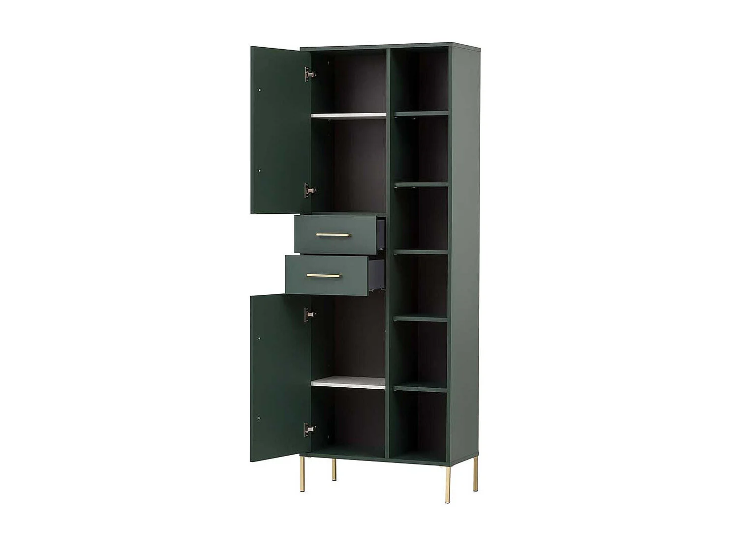 Badseitenschrank in Dunkelgrün und Goldfarben Made in Germany