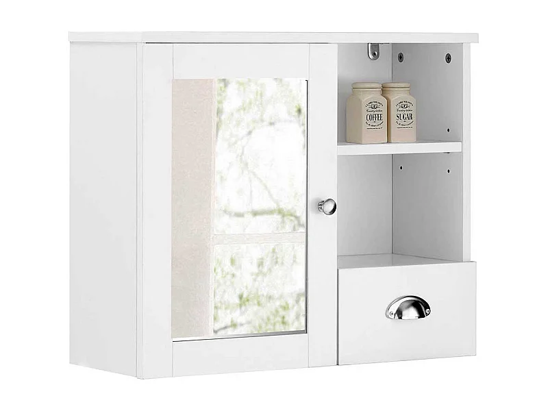 Kleiner Spiegelschrank in Weiß Tür und Regal