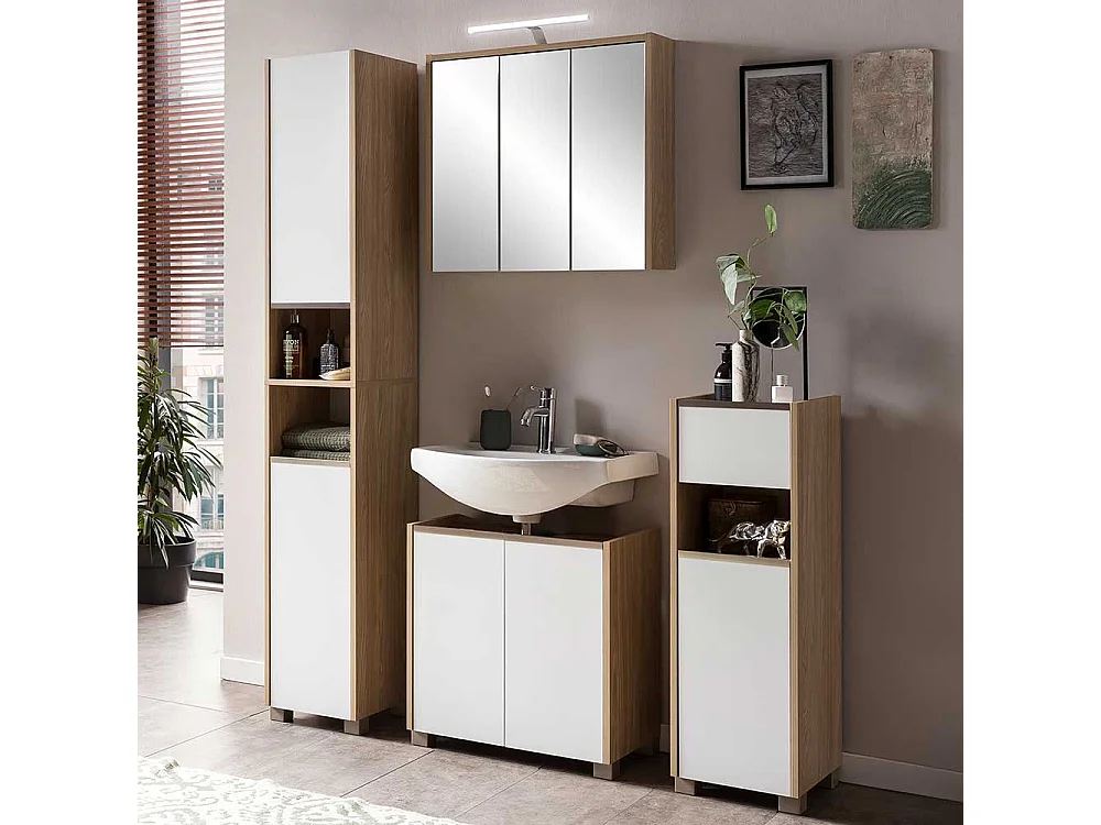 Badseitenschrank im Skandi Design melaminbeschichtet