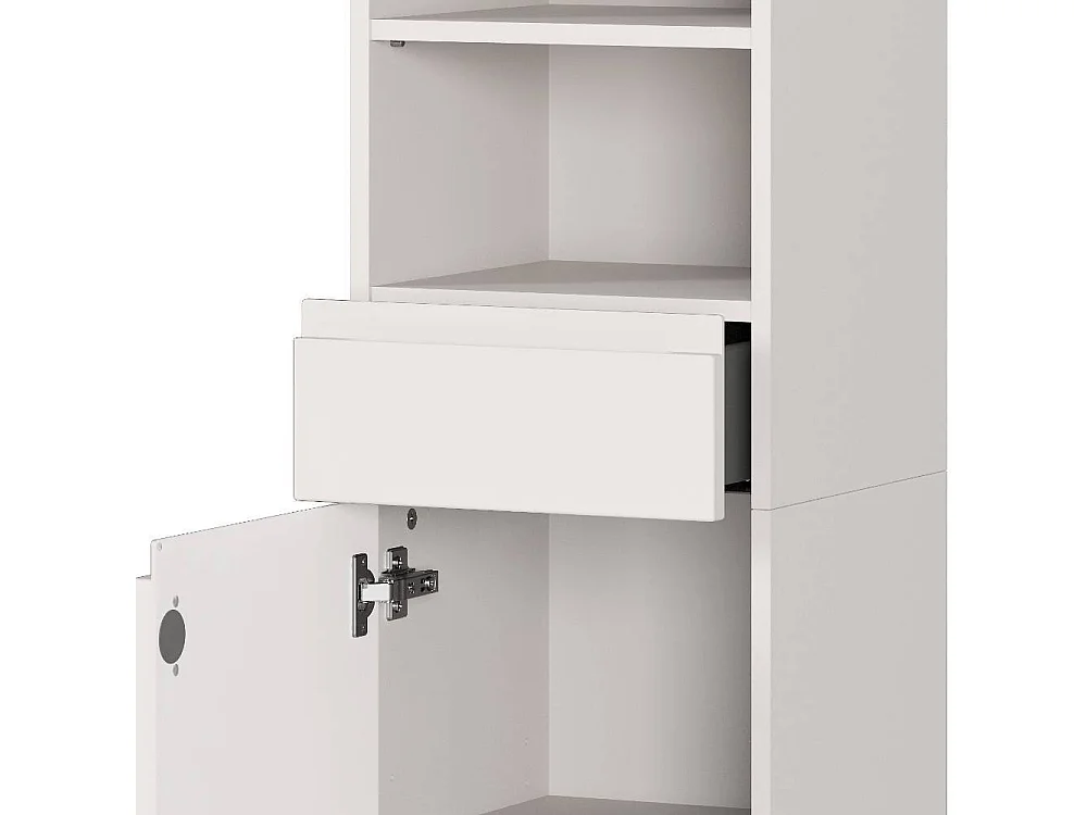 Hochschrank Badhochschrank mit zwei offenen Fächern und einer Schublade