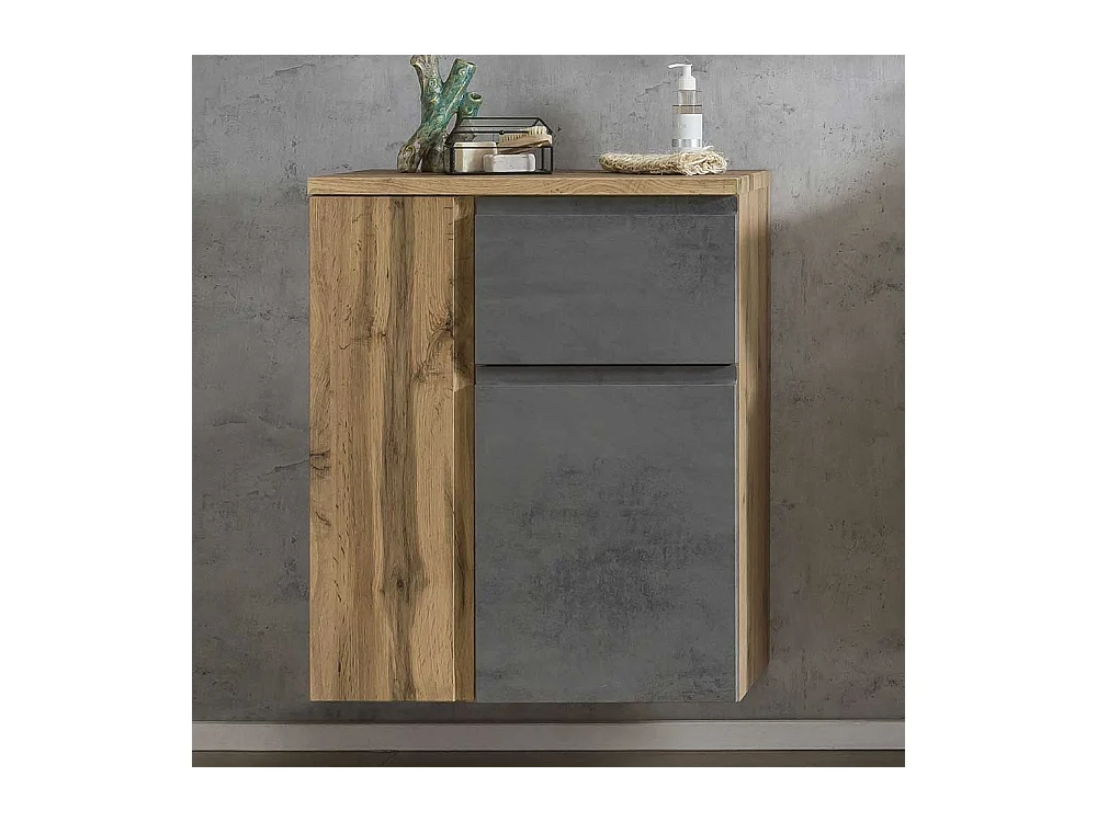 Badezimmerunterschrank Made in Germany Wildeichefarben und Beton Optik