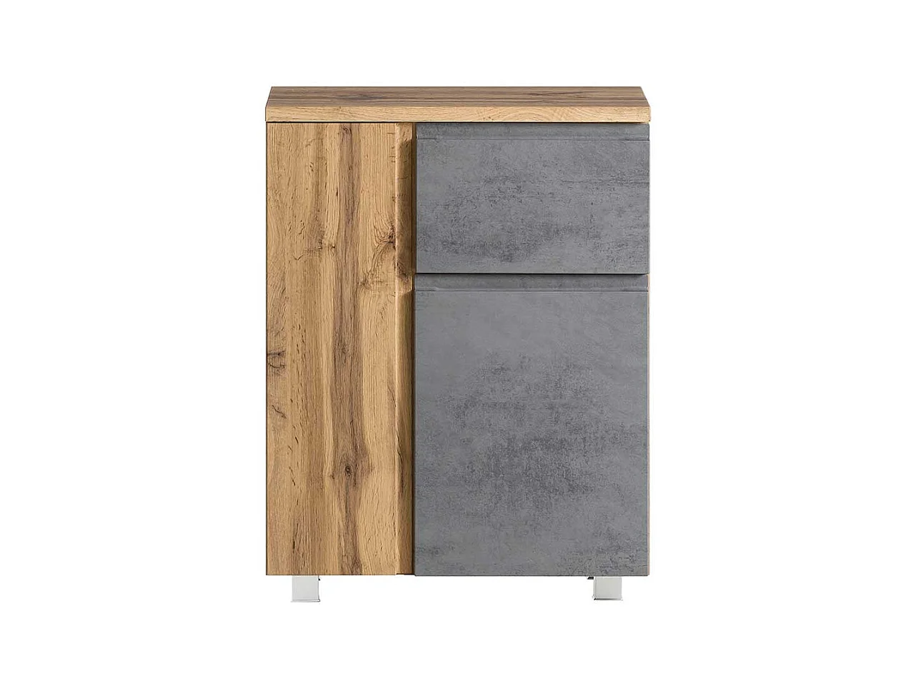 Badezimmerunterschrank Made in Germany Wildeichefarben und Beton Optik