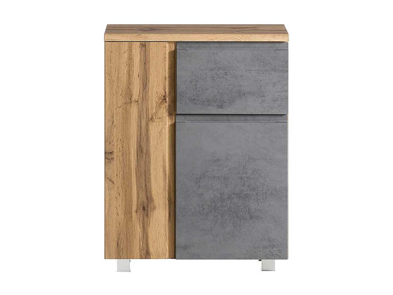 Badezimmerunterschrank Made in Germany Wildeichefarben und Beton Optik