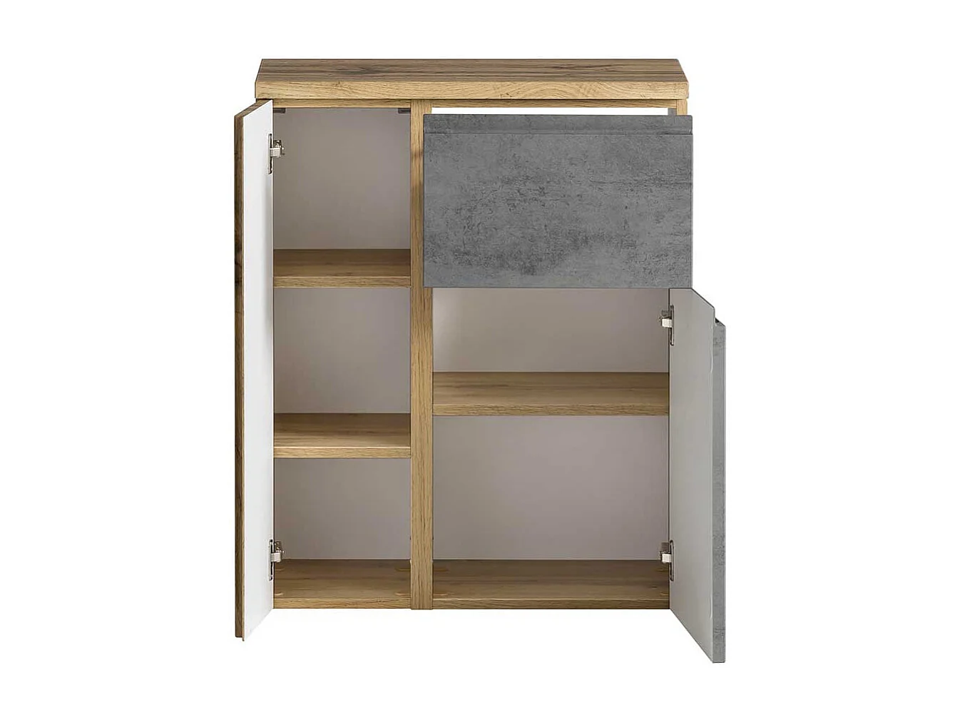 Badezimmerunterschrank Made in Germany Wildeichefarben und Beton Optik