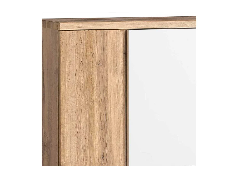 Hoher Badschrank in Wildeichefarben und Weiß Made in Germany