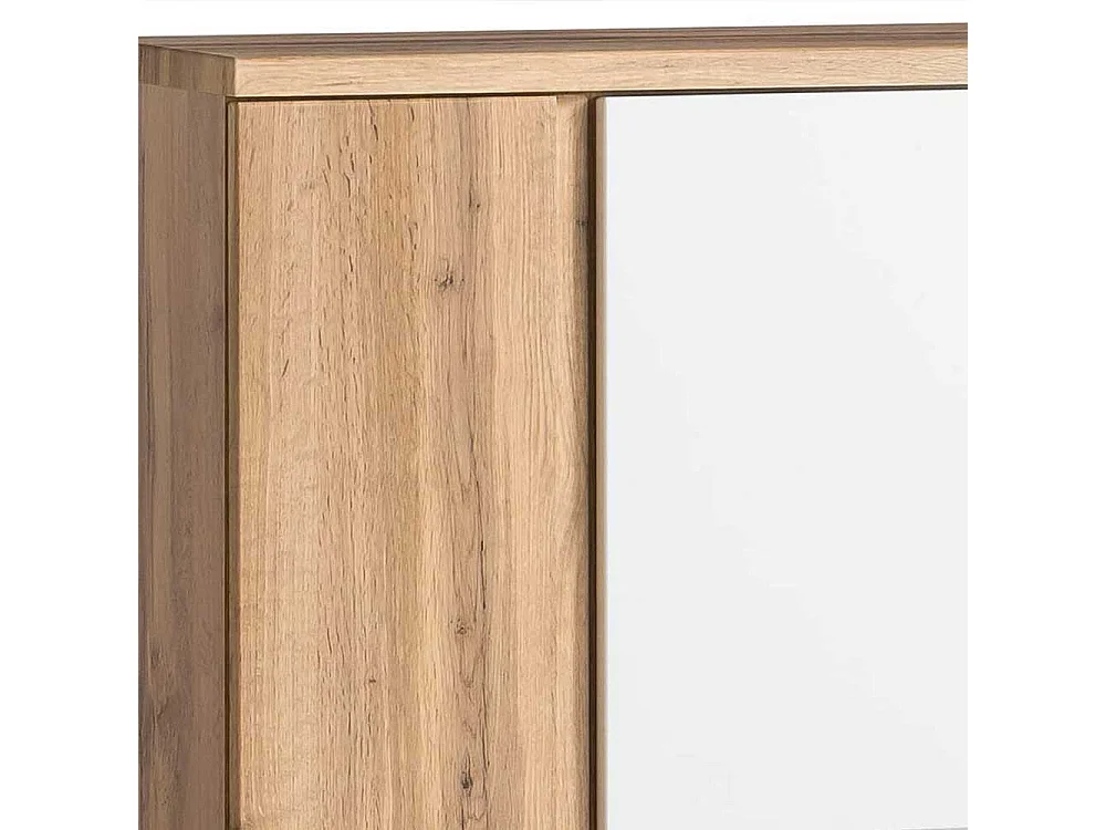 Hoher Badschrank in Wildeichefarben und Weiß Made in Germany