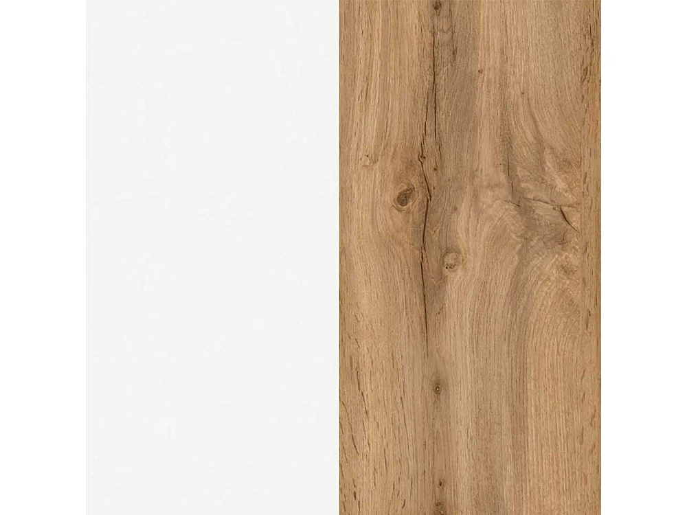 Hoher Badschrank in Wildeichefarben und Weiß Made in Germany