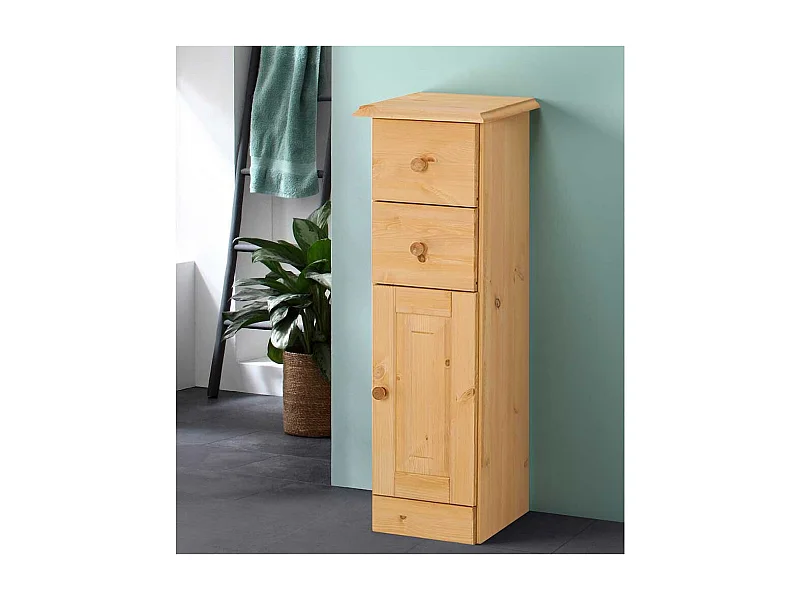 Badezimmerschrank Badschrank aus Kiefer Massivholz mit Holzgriffen