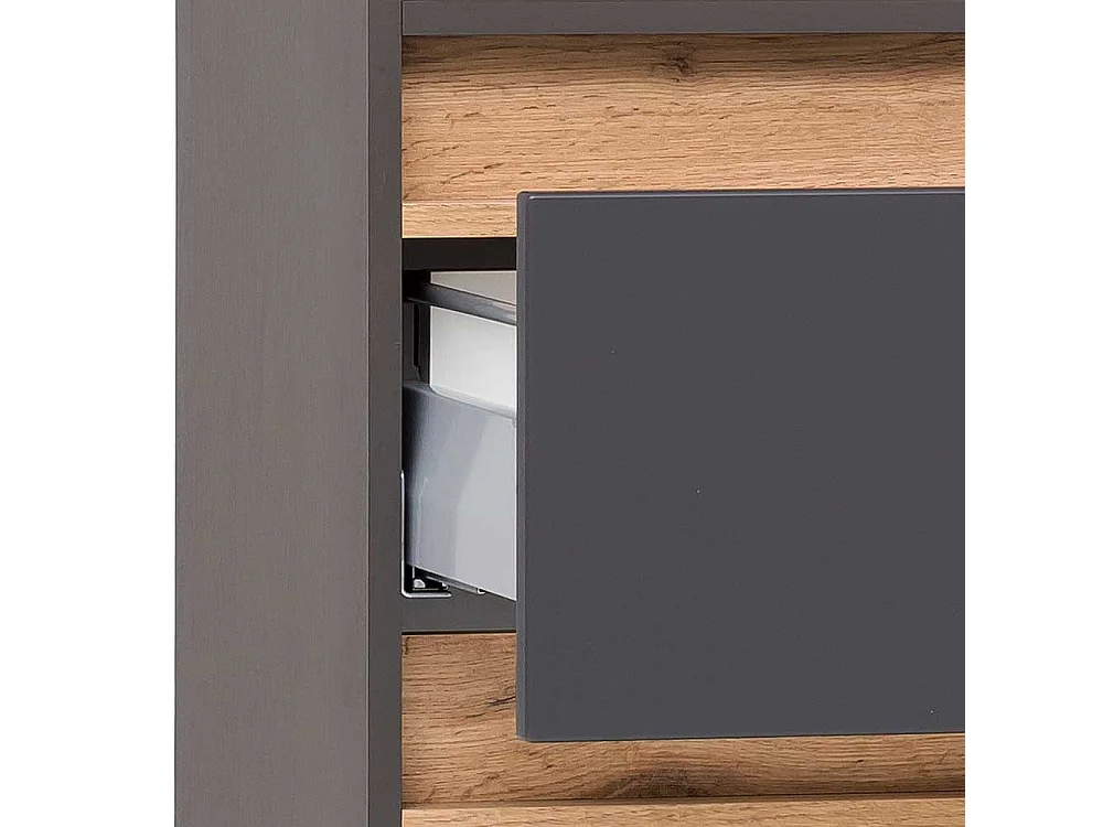 Badezimmermidischrank in Dunkelgrau & Wildeiche Optik 185 cm hoch