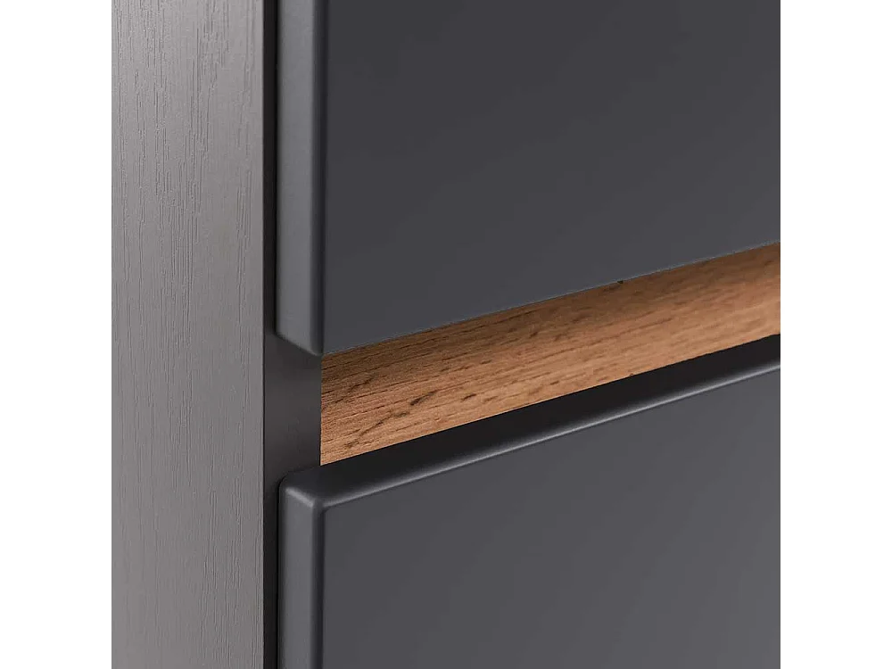 Badezimmermidischrank in Dunkelgrau & Wildeiche Optik 185 cm hoch