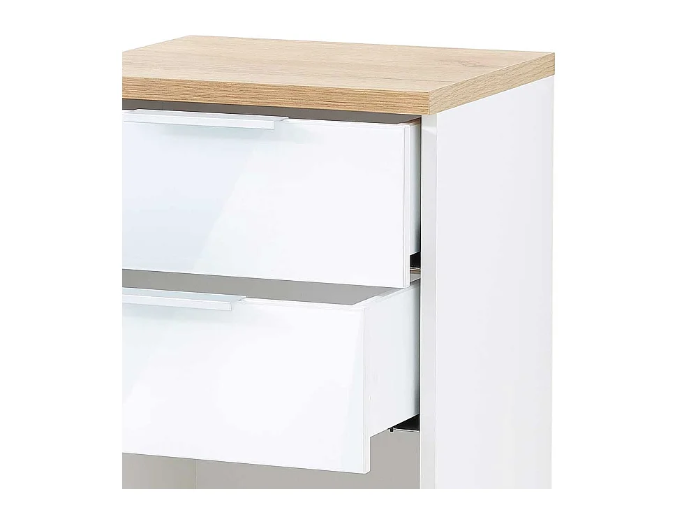 Badezimmer Kommode in Weiß Glas beschichtet Eichefarben