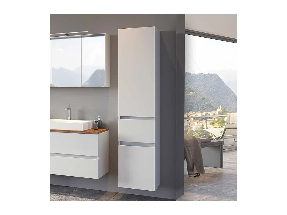 Weißer Badschrank 40 cm breit 180 cm hoch