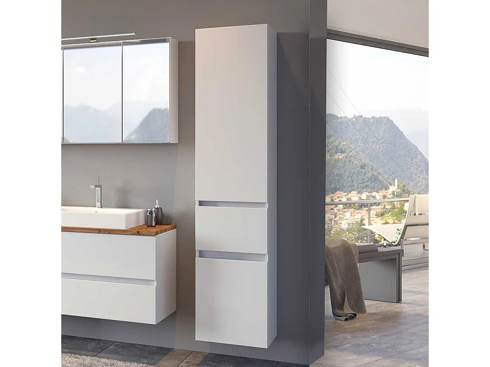 Weißer Badschrank 40 cm breit 180 cm hoch