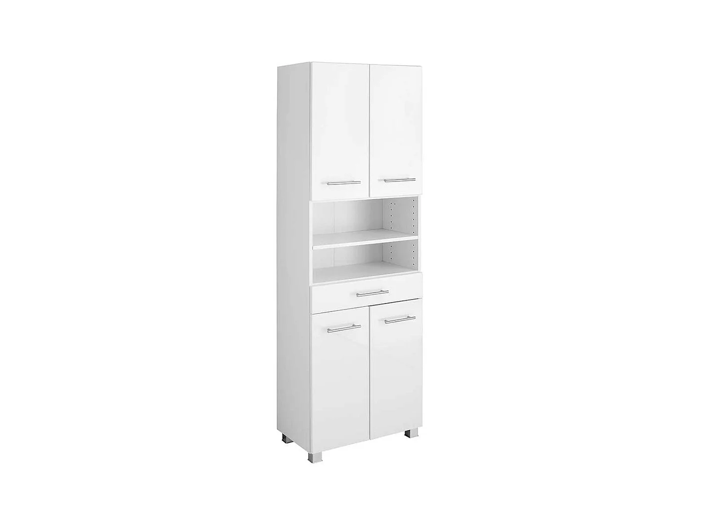 Badschrank in Hochglanz Weiß 4-türig